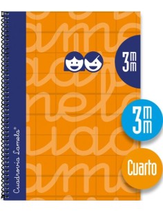 CUADERNO ESPIRAL 4º 80H 90G 3MM NARANJA CUADROVIA EXTRADURA
